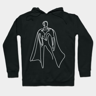 Minimalist white line art Superhero Silhouette | Character 5 Hoodie